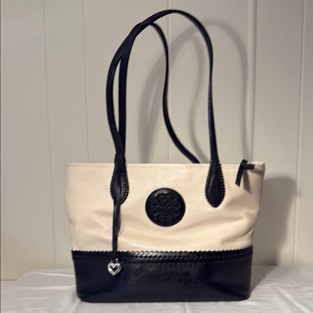 Brighton Ferrara Black and Cream Tote Bag with Classic Design